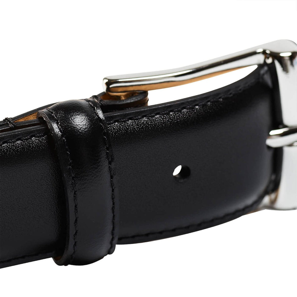 Men's Classic Gold/Silver V-Buckle Design Soft Calfskin Belt